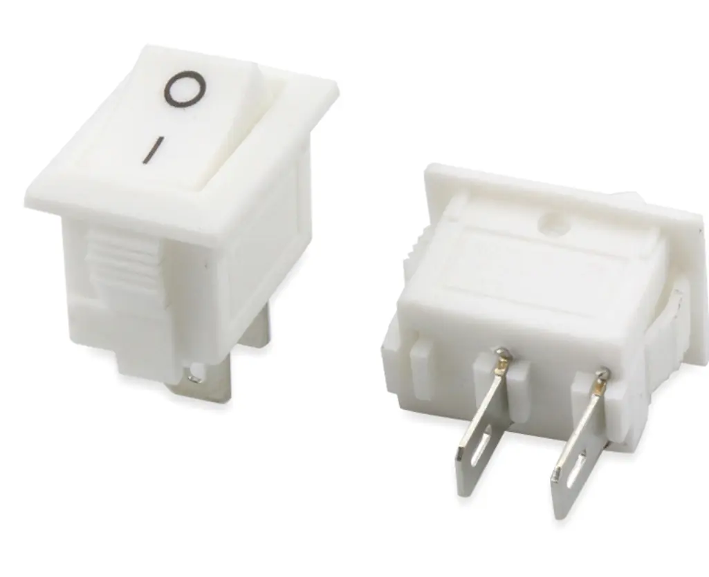 KCD11 10x15mm Beyaz Mini Rocker Anahtar – 2 Pin Işıksız ON/OFF Switch