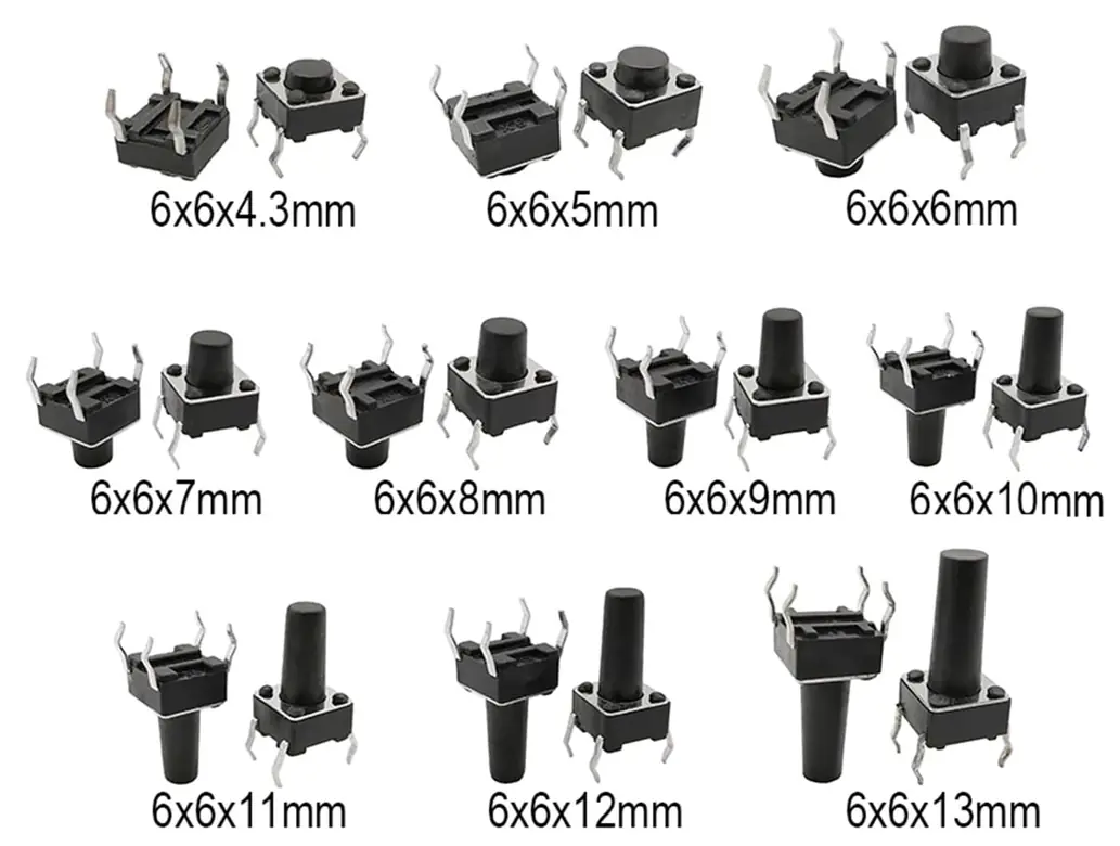 6x6x13mm Push Buton – 4 Pin Tact Switch