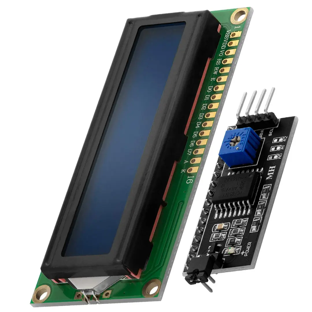 IIC/I2C Modüllü 2x16 Mavi LCD Ekran - Lehimli