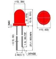 10mm Kırmızı LED Diyot – 2 Pin THT Gösterge LED’i 2