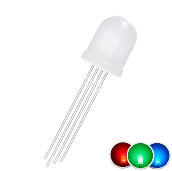 10mm RGB LED Ortak Katot – 4 Pin THT Renkli LED Diyot