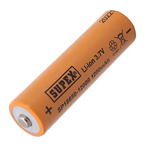 Supex 18650 3.7V 1200mAh Li-ion Pil (Başlı)
