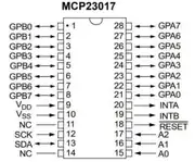 MCP23017-E/SP 16-Bit I2C I/O Genişletici Entegresi SPDIP-28 3