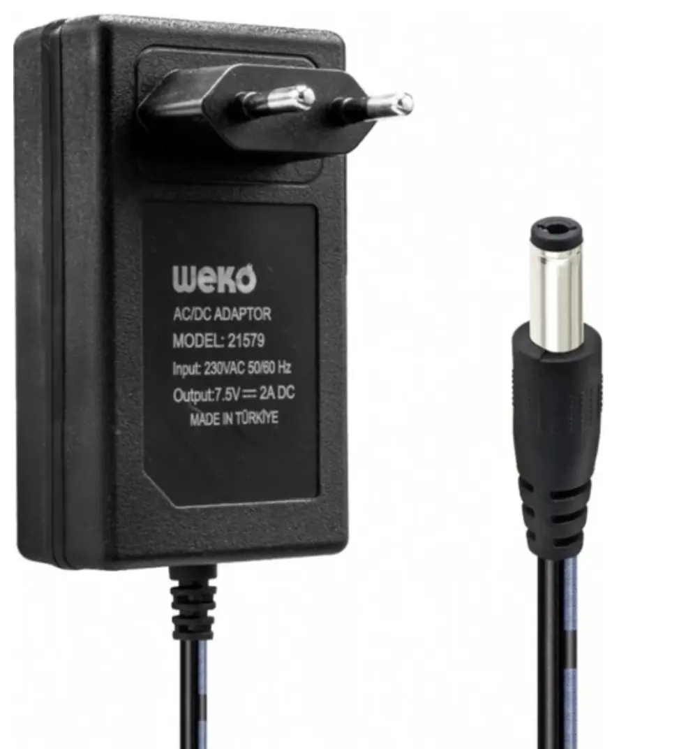 7.5 Volt - 2 Amper 5.5*2.5 Uçlu Priz Tipi Adaptör