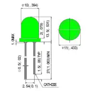 10mm Yeşil LED Diyot – 2 Pin THT Gösterge LED’i 2