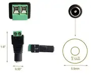 IC-254D 5.5x2.1mm Dişi DC Barrel Jack Klemensli 3